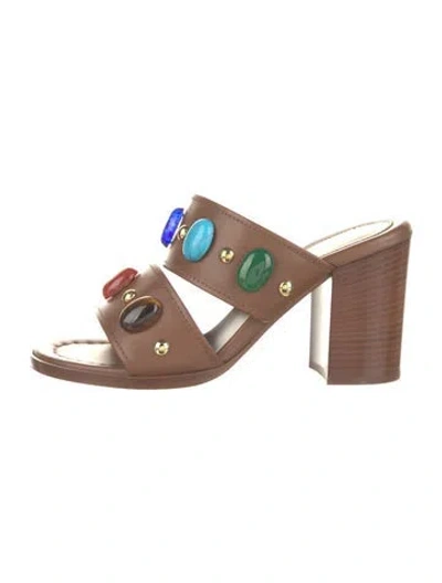 Pre-owned Gianvito Rossi Leather Slides In Brown