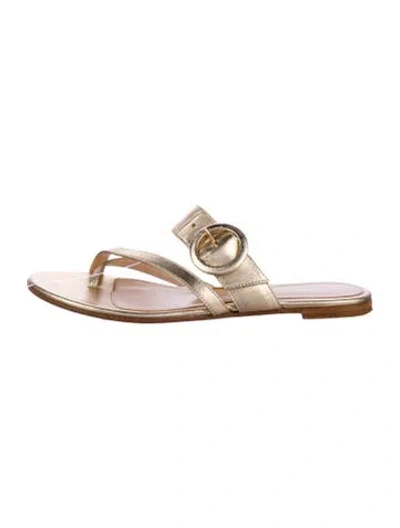Pre-owned Gianvito Rossi Leather Slides In Gold