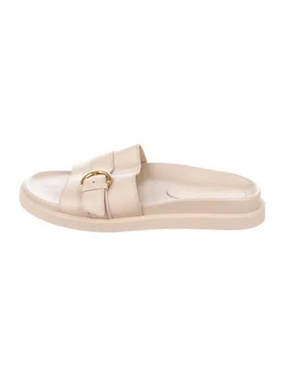 Pre-owned Gianvito Rossi Leather Slides In Neutral