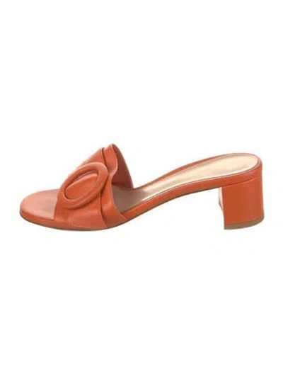 Pre-owned Gianvito Rossi Leather Slides In Orange