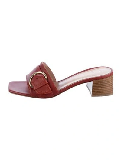 Pre-owned Gianvito Rossi Leather Slides In Red