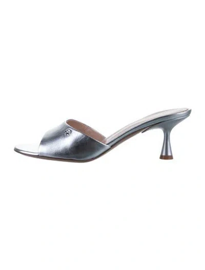 Pre-owned Gianvito Rossi Leather Slides In Silver