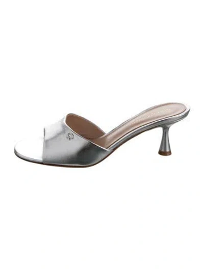 Pre-owned Gianvito Rossi Leather Slides In Silver