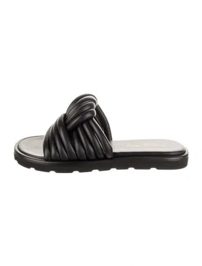 Pre-owned Gianvito Rossi Leather Slides W/ Tags In Black