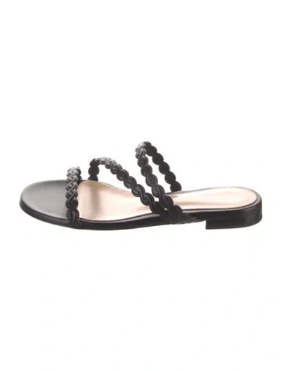 Pre-owned Gianvito Rossi Leather Slides W/ Tags In Black