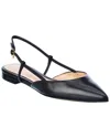 Gianvito Rossi Ascent 05 Leather Slingback Point-toe Flats In Black