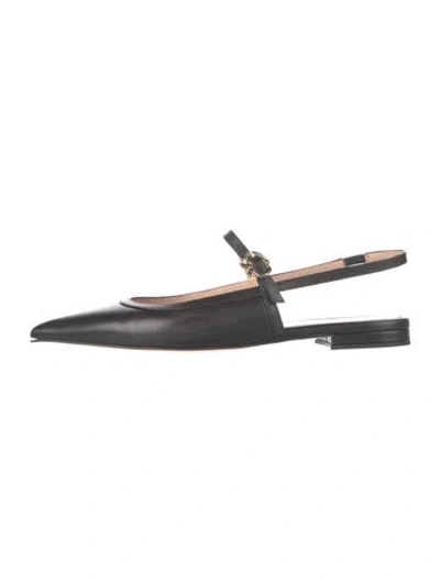 Pre-owned Gianvito Rossi Leather Slingback Flats In Black