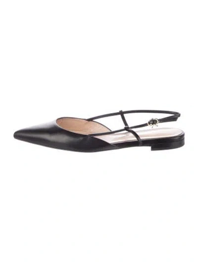 Pre-owned Gianvito Rossi Leather Slingback Flats In Black