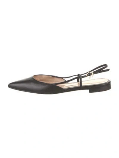 Pre-owned Gianvito Rossi Leather Slingback Flats In Black