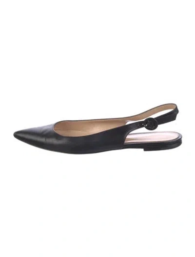 Pre-owned Gianvito Rossi Leather Slingback Flats In Black
