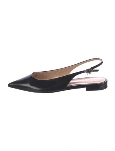 Pre-owned Gianvito Rossi Leather Slingback Flats In Black