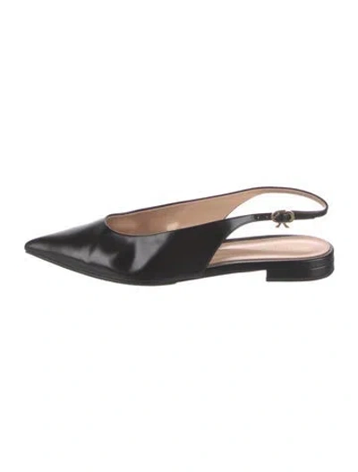 Pre-owned Gianvito Rossi Leather Slingback Flats In Black
