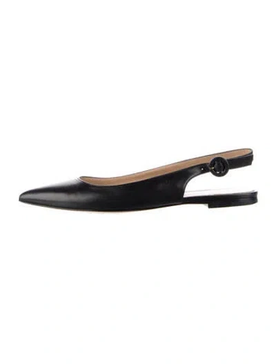 Pre-owned Gianvito Rossi Leather Slingback Flats In Blue