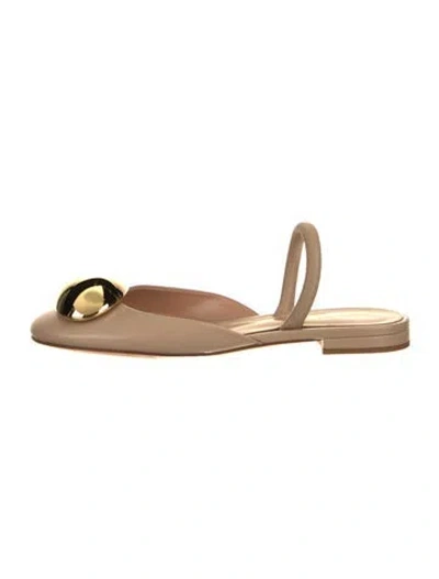 Pre-owned Gianvito Rossi Leather Slingback Flats In Neutral