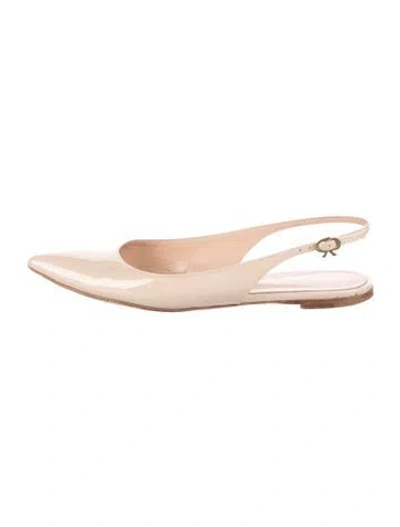 Pre-owned Gianvito Rossi Leather Slingback Flats In Neutral