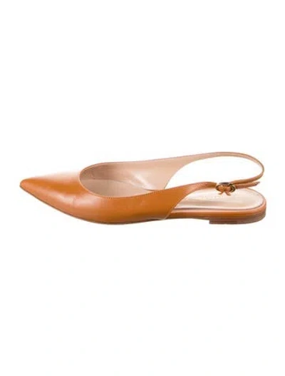 Pre-owned Gianvito Rossi Leather Slingback Flats In Pink