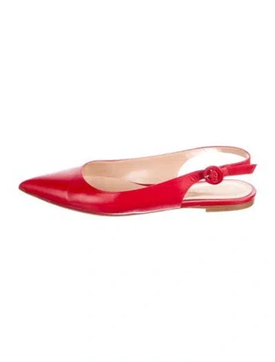 Pre-owned Gianvito Rossi Leather Slingback Flats In Red