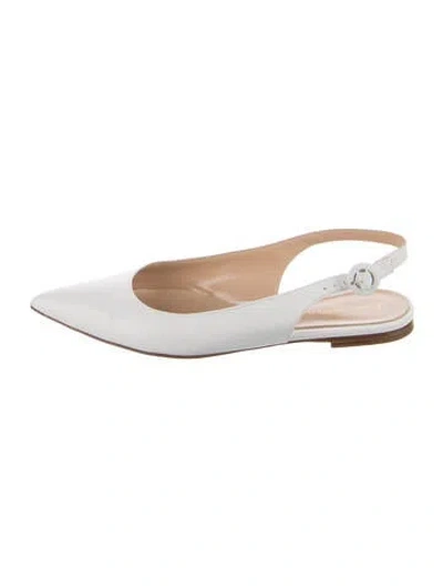 Pre-owned Gianvito Rossi Leather Slingback Flats In White