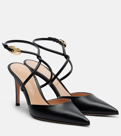 Gianvito Rossi Leather Slingback Pumps In Black