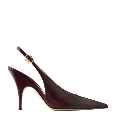 Gianvito Rossi Leather Slingback Pumps In Brown