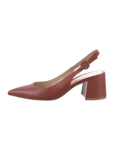Pre-owned Gianvito Rossi Leather Slingback Pumps In Red