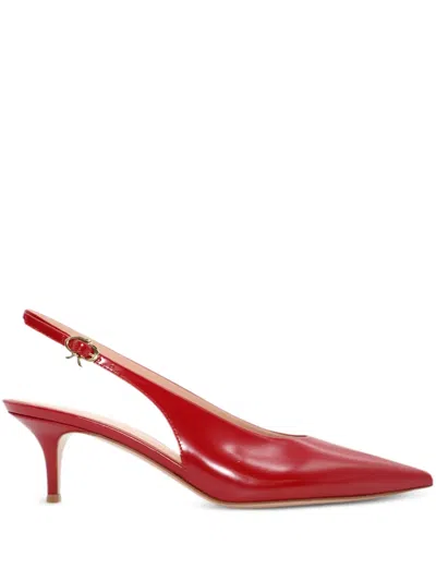 Gianvito Rossi Leather Slingback Pumps In Red