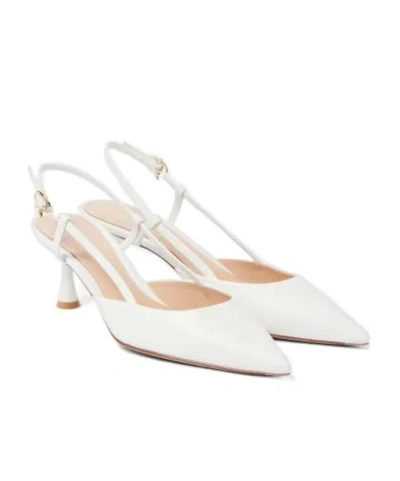 Gianvito Rossi Leather Slingback Pumps In White
