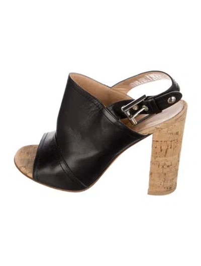 Pre-owned Gianvito Rossi Leather Slingback Sandals In Black