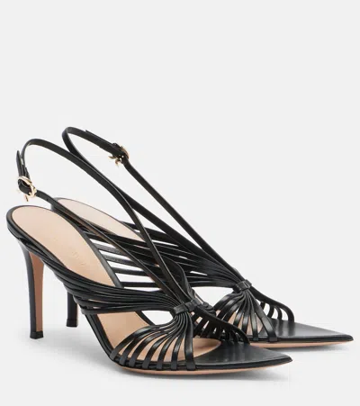 Gianvito Rossi Leather Slingback Sandals In Black