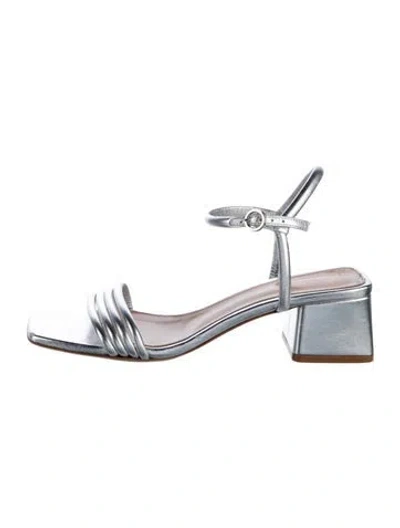 Pre-owned Gianvito Rossi Leather Slingback Sandals In Silver