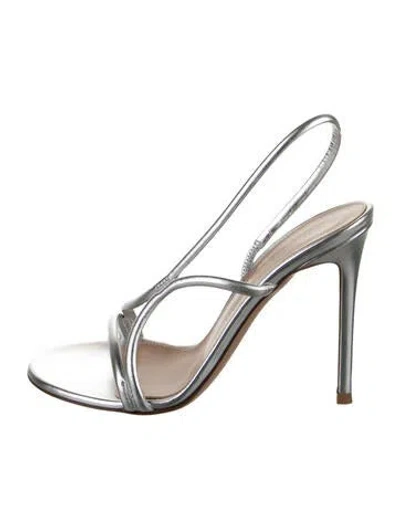 Pre-owned Gianvito Rossi Leather Slingback Sandals In Silver