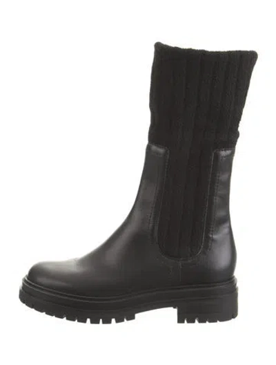 Pre-owned Gianvito Rossi Leather Sock Boots In Black