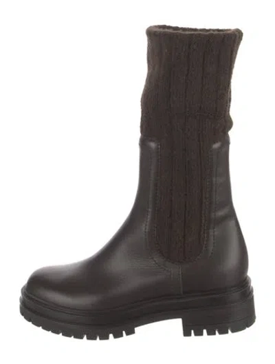 Pre-owned Gianvito Rossi Leather Sock Boots In Black