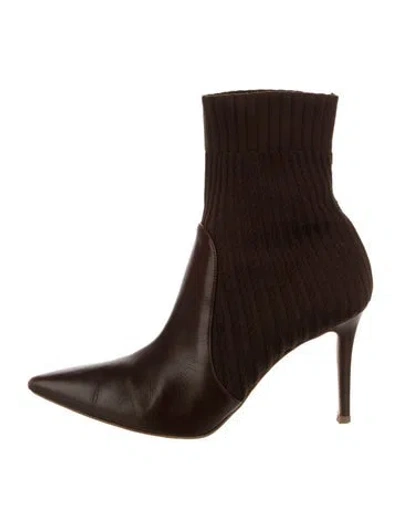 Pre-owned Gianvito Rossi Leather Sock Boots In Brown