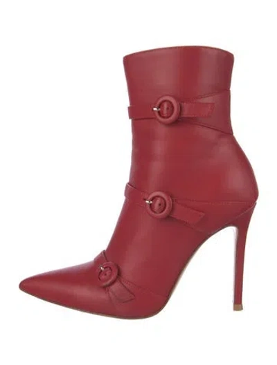 Pre-owned Gianvito Rossi Leather Sock Boots In Red