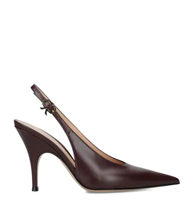 Gianvito Rossi Leather Sofia Slingback Pumps 95 In Brown