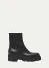 Gianvito Rossi Leather Square-toe Zip Booties In Black
