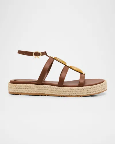 GIANVITO ROSSI LEATHER STRAPPY SANDALS WITH STONE EMBELLISHMENT