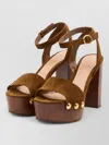 Gianvito Rossi Open Toe Platform Sandals Block Heel Metal In Brown