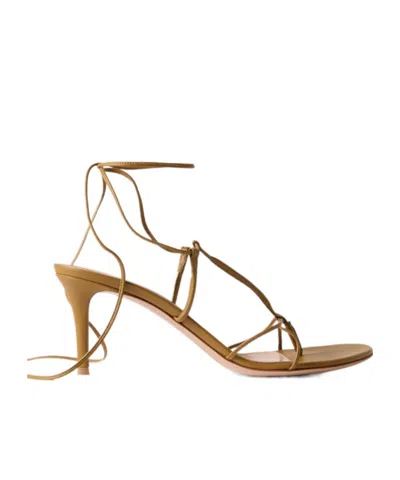 Gianvito Rossi Leather Thin Strap Sandals In Brown