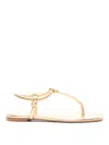 Gianvito Rossi Leather Strappy Thong Sandals With Metallic Finish In Gold