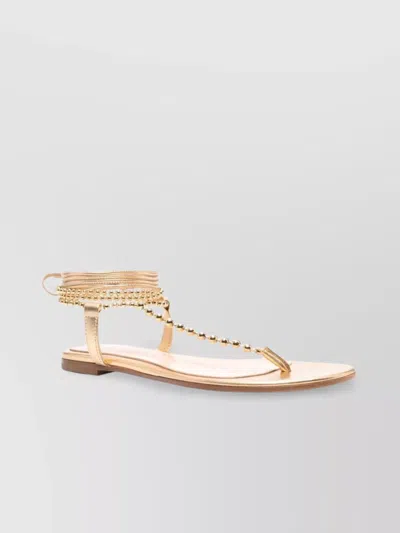 Gianvito Rossi Soleil Leather Thong Sandals In Gold