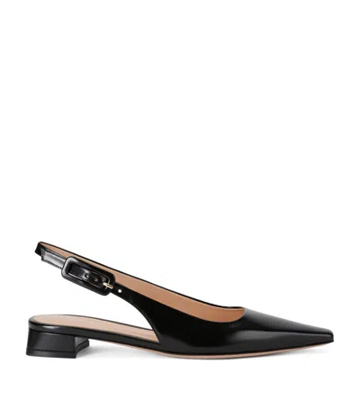 Gianvito Rossi Tokio Calfskin Slingback Ballerina Flats In Black