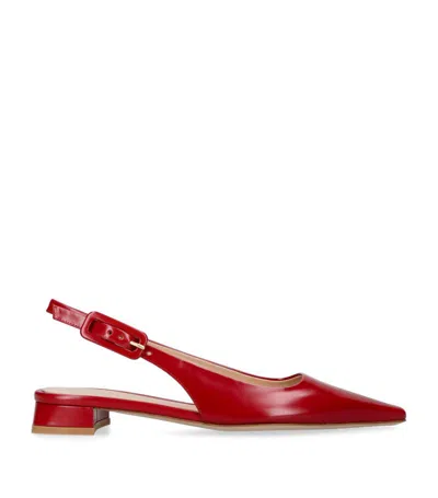 Gianvito Rossi 20mm Tokio Leather Slingback Flats In Red