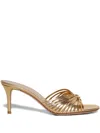 Gianvito Rossi Leather-trimmed Knotted Mules In Gold