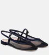 Gianvito Rossi Leather-trimmed Organza Ballet Flats In Blue