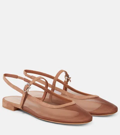 Gianvito Rossi Leather-trimmed Organza Ballet Flats
