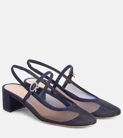 Gianvito Rossi Leather-trimmed Organza Slingback Pumps