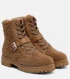 Gianvito Rossi Leather-trimmed Shearling Lace-up Boots In Multi