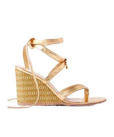 Gianvito Rossi Leather Wedge Sandals In Brown